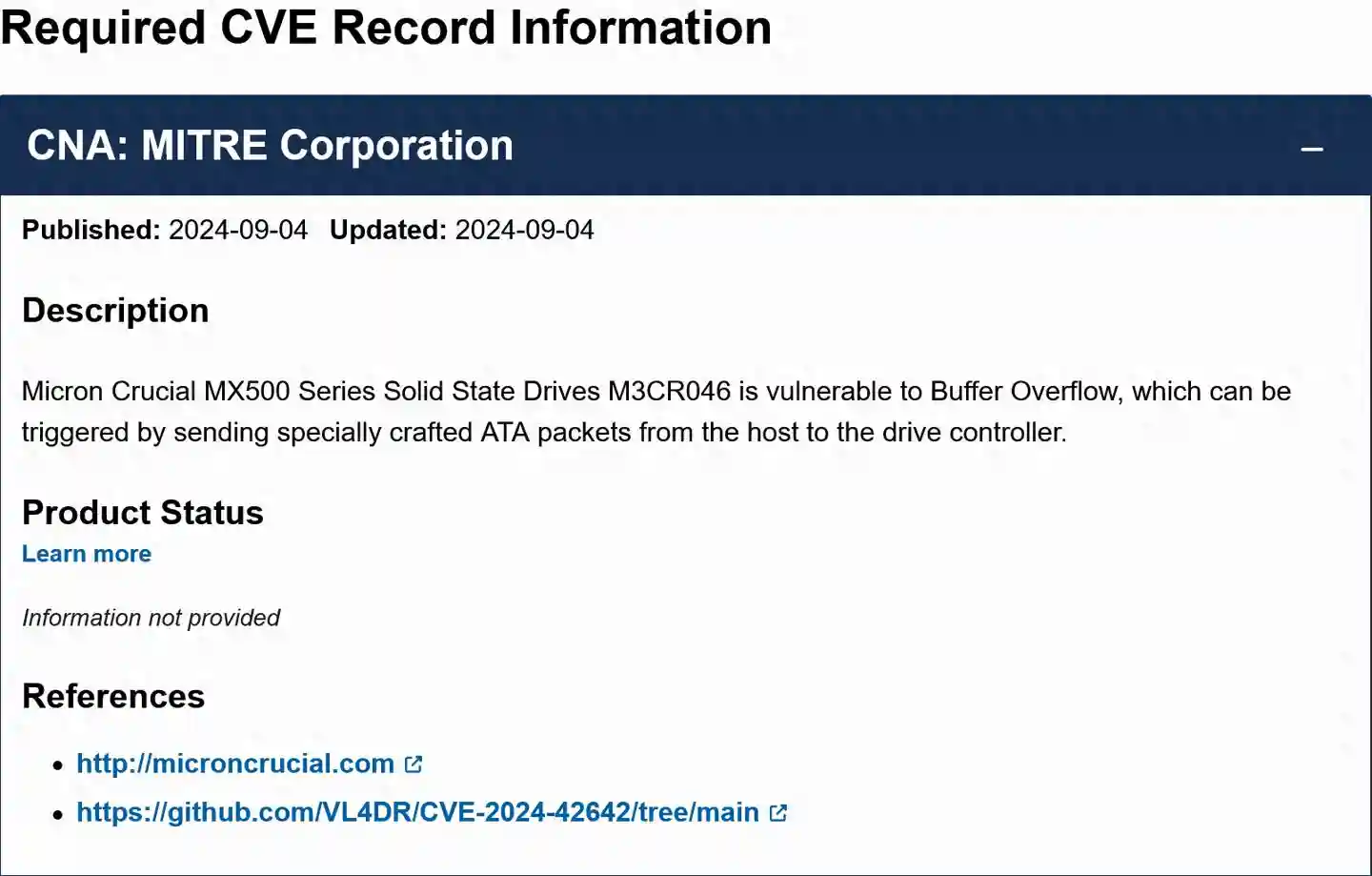 英睿达MX500 SSD被曝固件更新机制存问题，易受缓冲区溢出影响