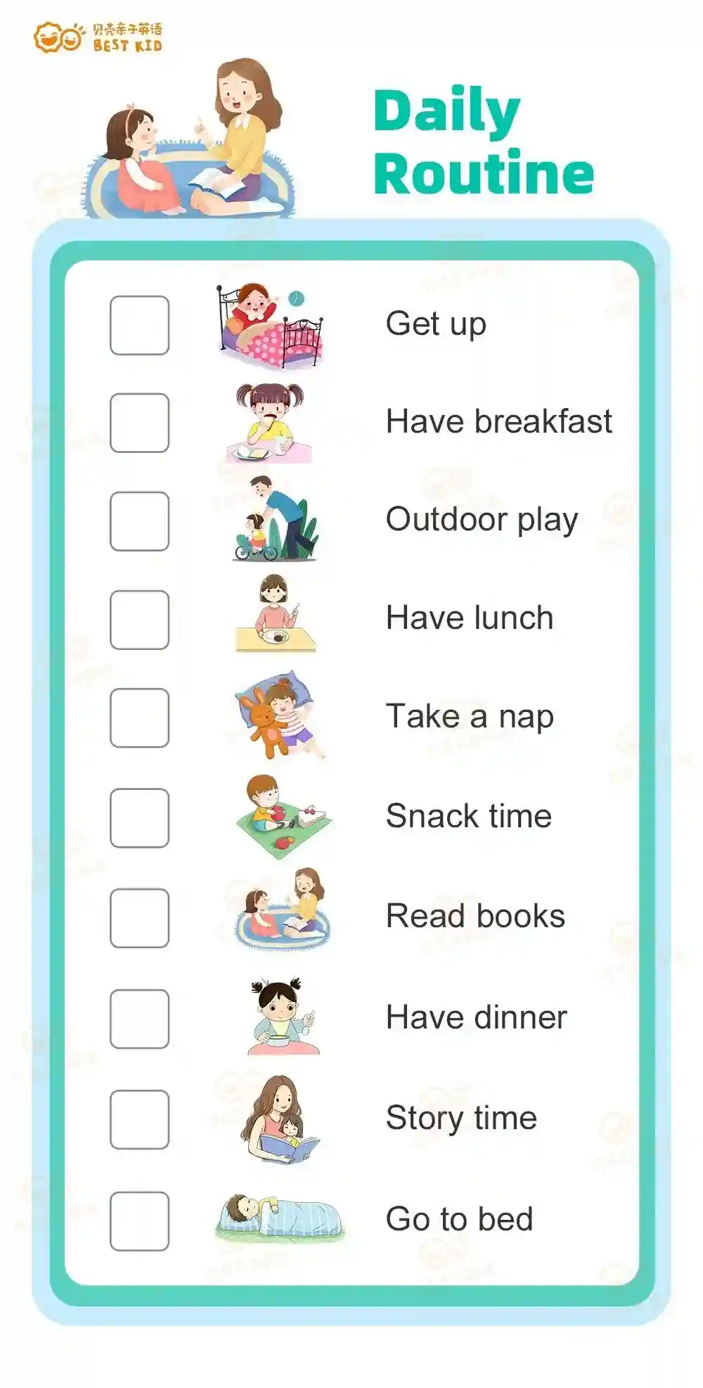 【Daily Routine】每天最常用的亲子口语都在这里了